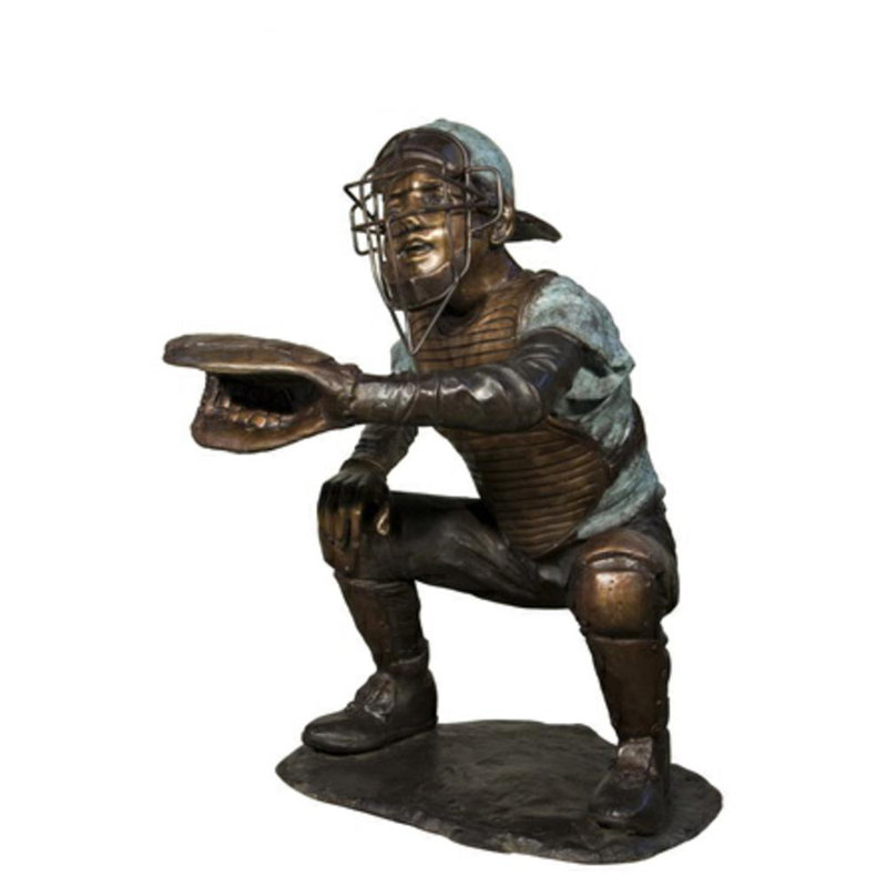 Metropolitan Galleries Bronze Baseball Catcher Statue Perigold